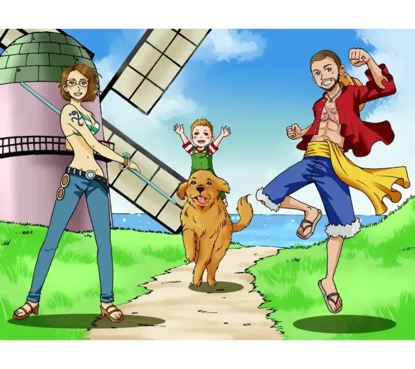 <p>a partire daMarcella e la sua famiglia diventano un manga stile One Piece</p>