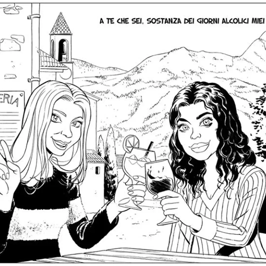 illustrazione personalizzata 2p bn complesso cartoon
